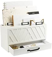 White Mail Organizer - Countertop Desktop Mail Holder - Kitchen Office Desk Organizers Storage wi...