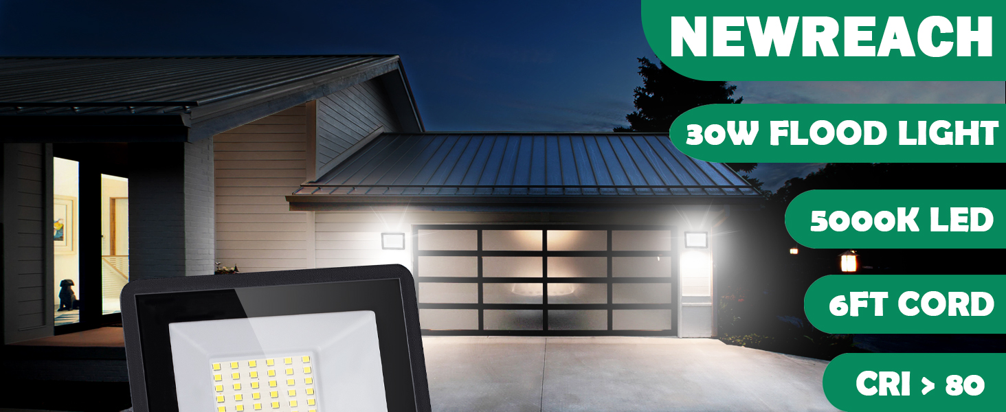 30W LED Flood Light 5000K Daylight White Outdoor Light