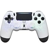 mone Wireless Controller for PS4/PS4 Pro/PS4 Slim &amp; PC - White Lightning Pattern RGB Illumination...