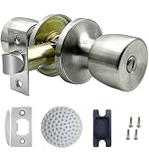 DSJJBLL Door Knob with Lock and Key, Stainless Keyless Round Ball Lock Interior/Exterior Door Kno...