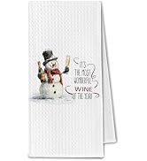 ChissNook Christmas Snowman Champagne Wine Kitchen Towels, Gifts for Champagne Lovers Dish Towels...