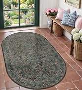 Washable Oval 3x5 Bedside Rugs for Bedroom, Large Kitchen, Indoor Entryway Rug - Ultra Soft Vinta...