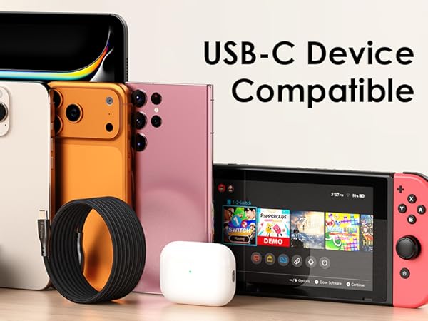 usb-c to usb-c cable tangle free for iPhone