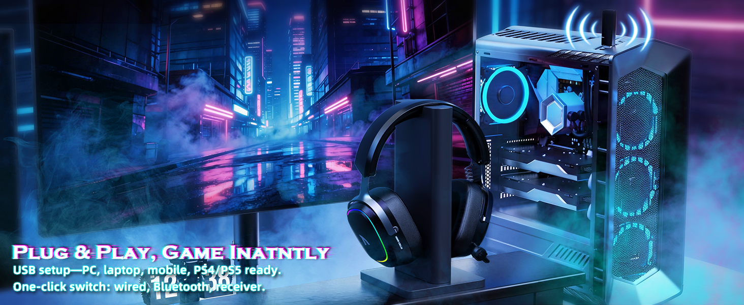 ATTACK SHARK G800 Wireless RGB Gaming Headset