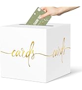 CINSOEN White Wedding Card Box with Gold Foil Design, Paperboard 8.7" Card Box for Birthday Party...