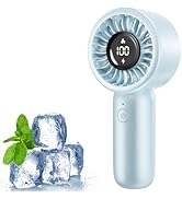 Handheld Fan - Portable Handheld Turbo Fan Rechargeable with Lanyard, 5 Speed Winds, LED Display ...