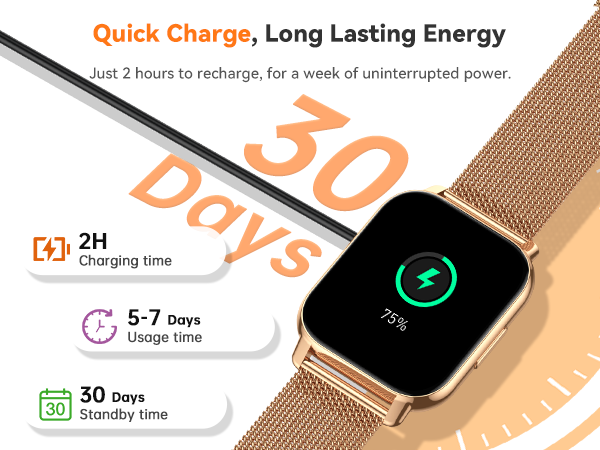 smart watch for iphone compatible; Excellent battery life