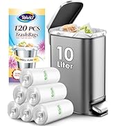 2.6 Gallon 120 Counts Strong Trash Bags Garbage Bags by Teivio, Bathroom Trash Can Bin Liners, Sm...