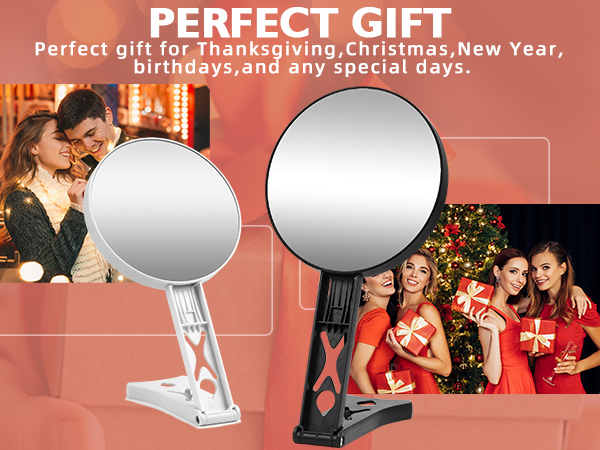 Dual-Sided Handheld Magnifying Makeup Mirror
