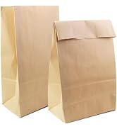 BadenBach 50 Pack 12 Lb Brown Paper Lunch Bags, 12.5" x 7" x 4.3" Large Bread Bags Bulk, Heavy Du...