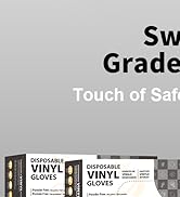 SWIFTLITE Disposable Vinyl Gloves, 100-Count Food Safe Gloves, Latex-Free Powder-Free Black Plast...
