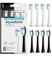 AquaSonic Duo PRO 8-Pack Replacement Brush Heads - Upgraded Proflex Brush Heads for Improved Plaq...