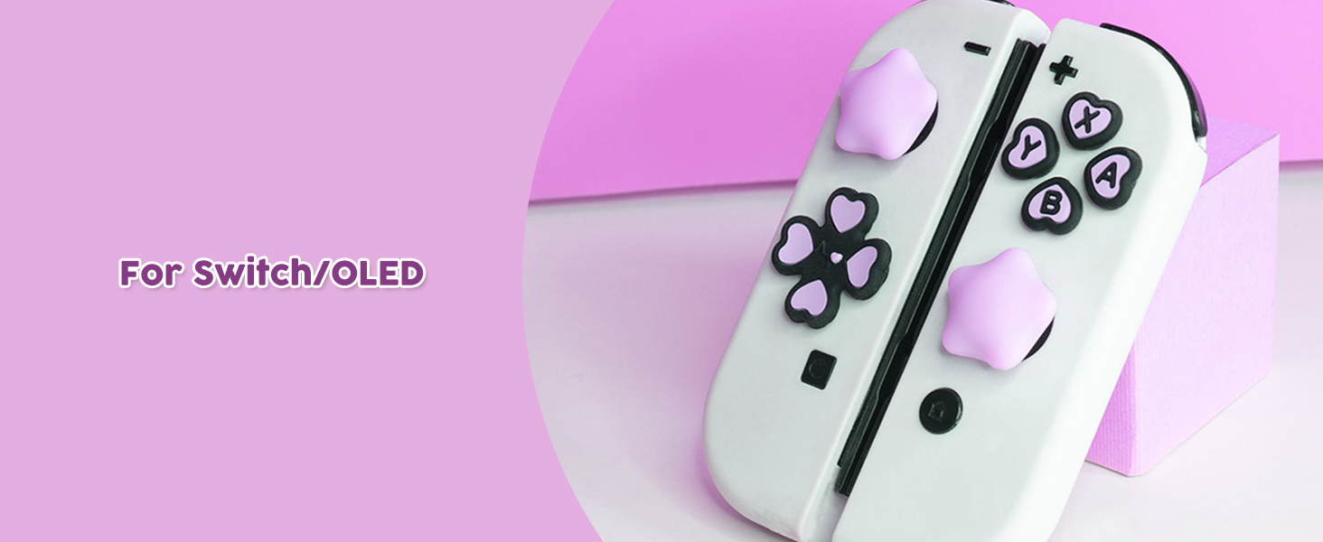 Cute Switch Joycon Thumb Grip Caps, Kawaii D-Pad Button Cover