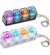 2 Pcs Keyboard Fidget Toys Keychain, 4-in-1 Keyboard Stress Clicker with LED Light for Anxiety Re...