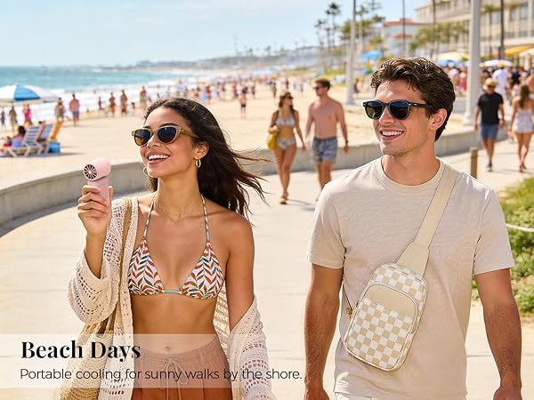 Beach Days Portable cooling for sunny walks by the shore.