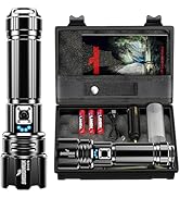 Flashlight 10000 High Lumens Rechargeable - 30W Super Bright LED Flash Light | 5000ft Beam &amp; 12H ...