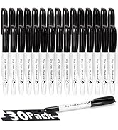 V-Opitos 30 Pack Fine Tip Dry Erase Markers - Bulk Whiteboard Erasable Black Markers, Ideal for S...