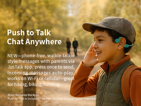 Push-to-Talk Talkie sends screen-free family voice messages via the JusTalk app.