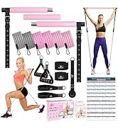 Pilates Bar Kit with Resistance Bands, Multifunctional Yoga Pilates Bar with Heavy-Duty Metal Adj...