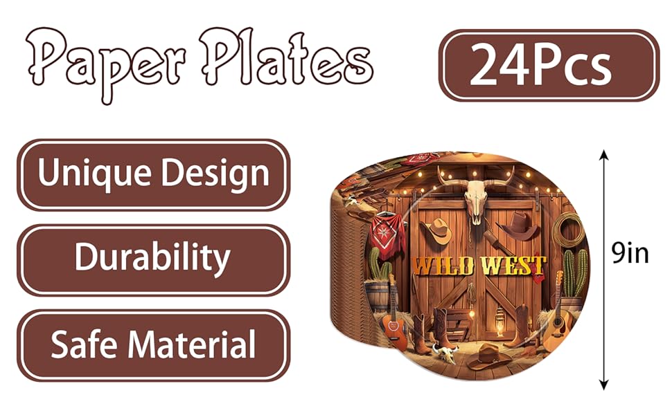  OXYLIPO 9" Western Cowboy Paper Plates