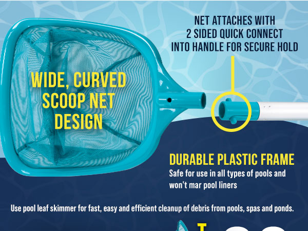 pool skimmer net leaf debris cleaner basket fine mesh bag aluminum pole section extendable