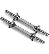 Yes4All Pair of Threaded Dumbbell Handles 14/16/18/24 inch, Chrome/Rubber Grip, Fit 1” Plates, We...