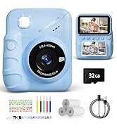 TIATUA Kids Camera Instant Print for Girls Ages 3-14, 3-inch HD Screen Camera for Kids with Print...