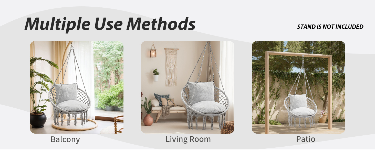 JoyView Macrame Hanging Swing Chair-6