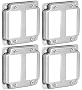 (Pack of 4) 4" Square Double Decora Switch Electrical Box Cover, 1/2" Raised, Exposed Work, Galva...