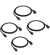 4 Pack 3ft Extension Cord Outdoor Indoor Use 16 SJTW AWG Heavy Duty Power Cord 3 Prong, NEMA 5-15...
