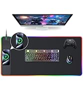 Wireless Charging Mouse Pad, RGB Gaming Desk Mat, 31.5"x15.7" Large XXL Desk Pad, 15 Lighting Mod...