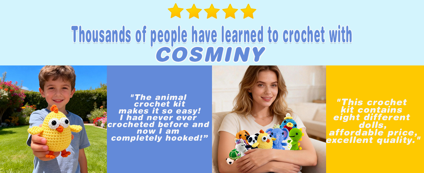 Thousands of people have learned to crochet with cosminy