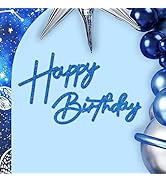 Babenest Flash Royal Blue Felt Happy Birthday Sign - Reusable Strong Adhesion Banner for Backdrop...