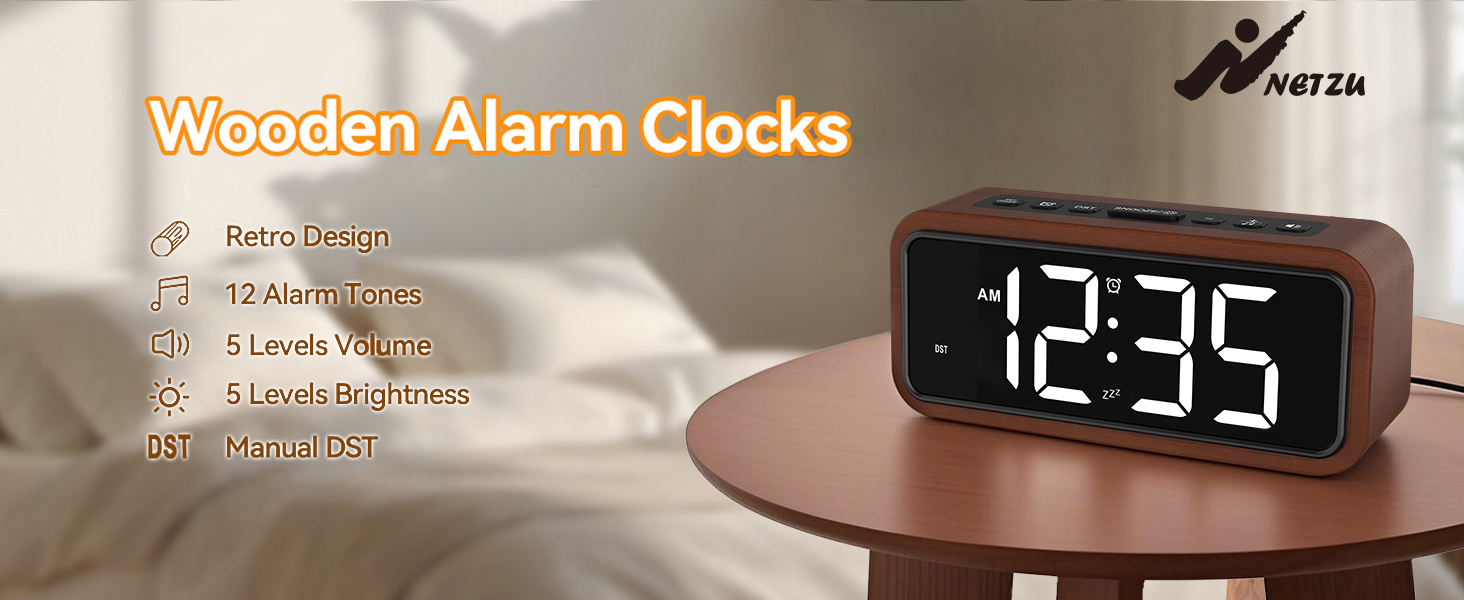wooden alarm clock