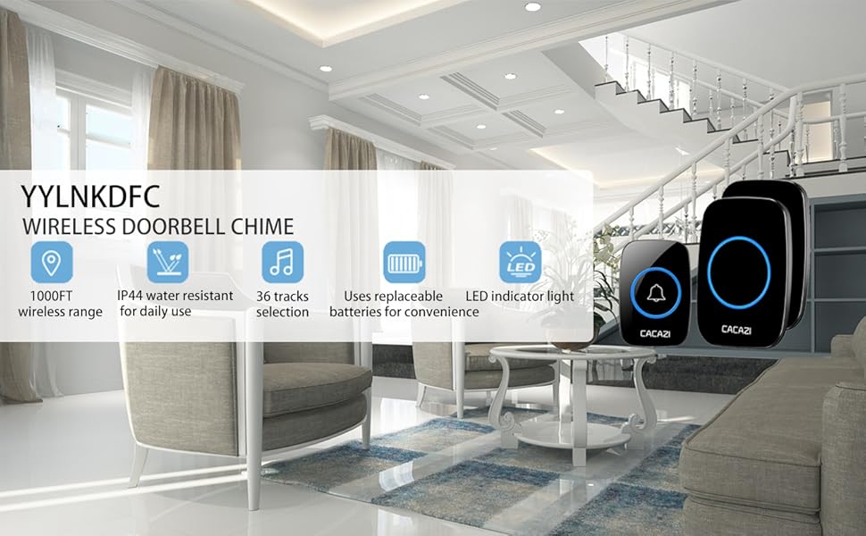 Battery-powered expandable wireless doorbell