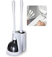 1 Pcs Toilet Brush and Plunger with Holder,Modern Compact Plastic Toilet Bowl Brush and Plunger C...