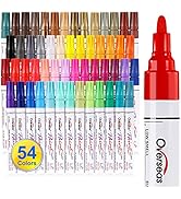 Overseas Paint Marker Pens - 54 Colors Permanent Oil Based Paint Markers, Medium Tip, Quick Dry a...