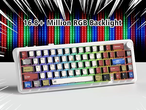 womier L65 60% Mechanical Keyboard Wireless with Knob, White Gaming Keyboard 4000mAh Battery