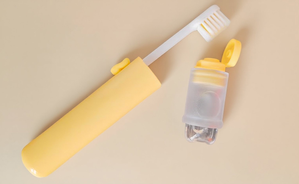 Mini Folding Toothbrush Set - 2 in 1 Portable Travel Toothbrush with Cover and Toothpaste Case