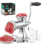 Huanyu Manual Meat Grinder - Heavy Duty Stainless Steel, Effortless Hand Crank for Fresh Ground B...