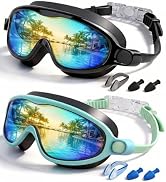 Rantizon Kids Swimming Goggles 2 Pack, Anti Fog&amp;UV Swim Goggles for Boys Girls, No Leak Pool Beac...