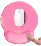 Pink Mouse pad with Wrist Rest,Relieving Pain Memory Foam Computer pad, Ergonomic Desktop Mouse, ...