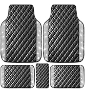 NBTEPEM Bling Leather Car Floor Mats Full Set, Sparkly Diamond Car Mats Universal Fit Most Automo...