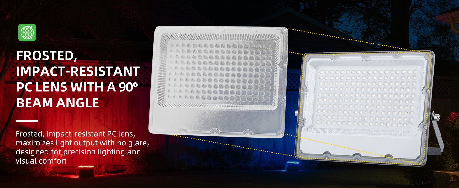 Frosted PC lens with 90° beam angle for glare-free, precise, and comfortable lighting