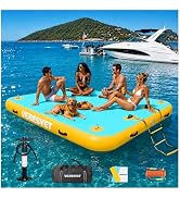 VEBESYET Inflatable Dock with Water Ramp, 6 inch Thick Non-Slip Inflatable Floating Dock for Dogs...
