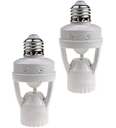 2pcs Motion Activated Light Sockets, E26/E27 Screw in Add on/off Motion Sensor Sockets for Existi...