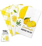 Nialnant Lemon Kitchen Dish Towels Set of 4, 16 x 23.6 Inch Tea Towels Dishcloths for Kitchen Cle...