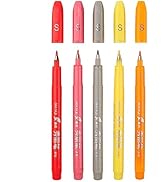 Maikedepot Brush Tip Pen, 5pcs Sign Brush Pens Arts Felt Tip Marker Water Based Journaling Pen Se...