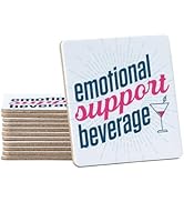 Thirstystone Emotional Support Beverage 12-Pack Cork Back Paper Bar Coasters Made in The USA Humo...