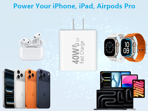 MFi Certified 2Pack 40W Dynamic Power Adapter USB C Charger Block Type C Wall Charger for iPhone 17